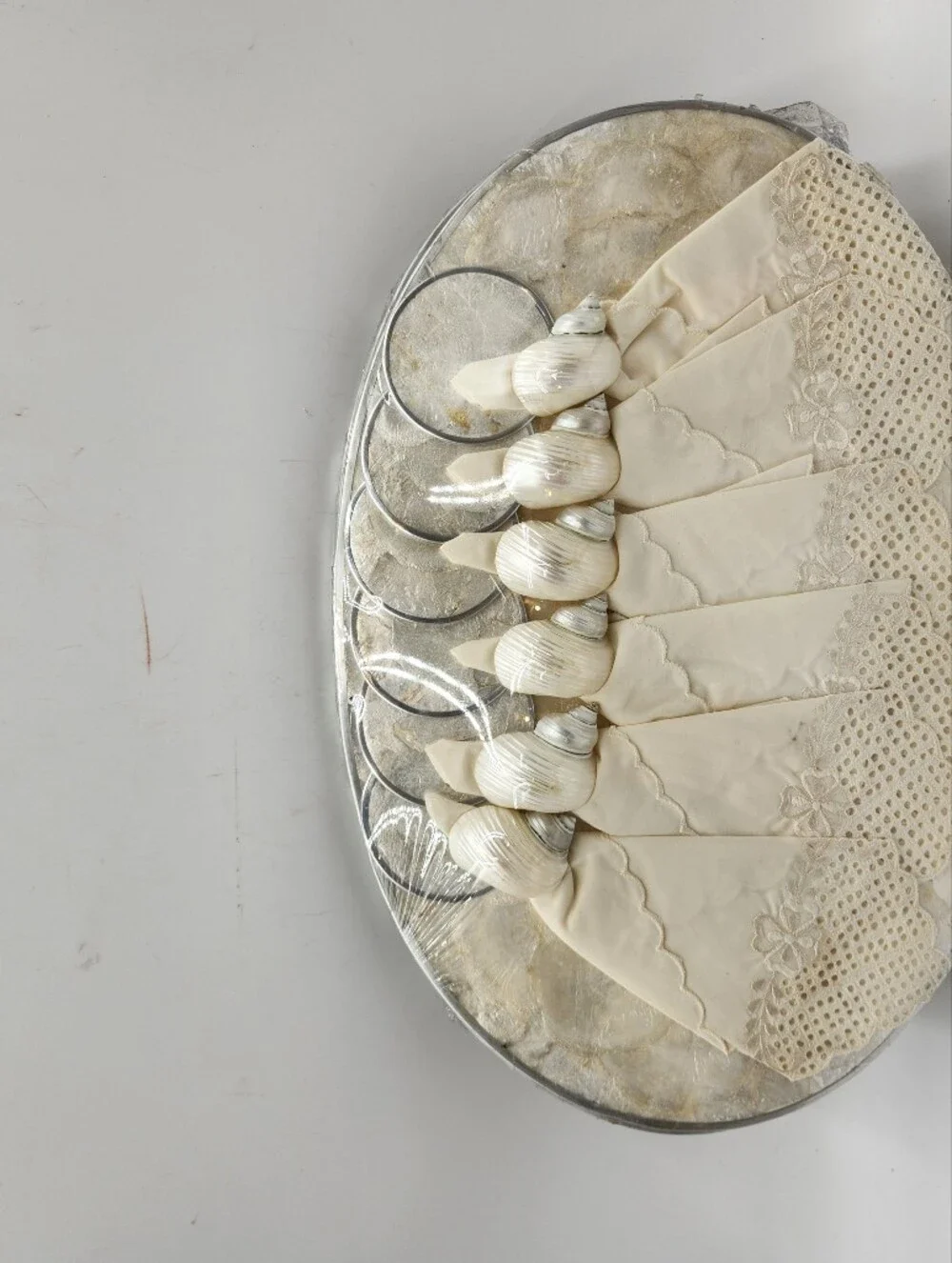 Vintage Mother of Pearl  Shell Placemat Coaster  Napkin Ring Set New Capiz